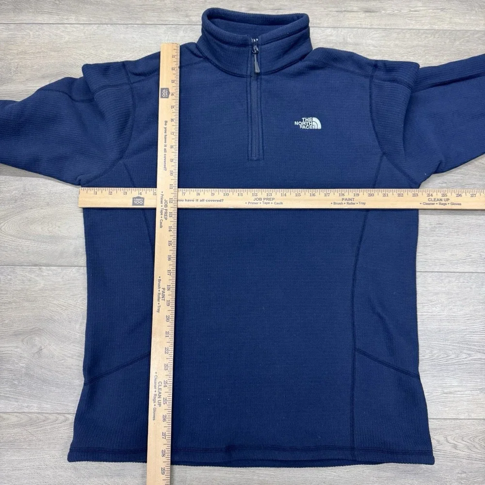 The North Face Navy Blue Fleece Grip 1/4 Zip Men Sz L Outdoor Hike Gorp